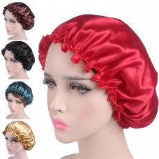 Silk Night Sleep Cap Hair Bonnet Hat Head Cover Satin Wide Adjust Elastic Band  eb-52366138